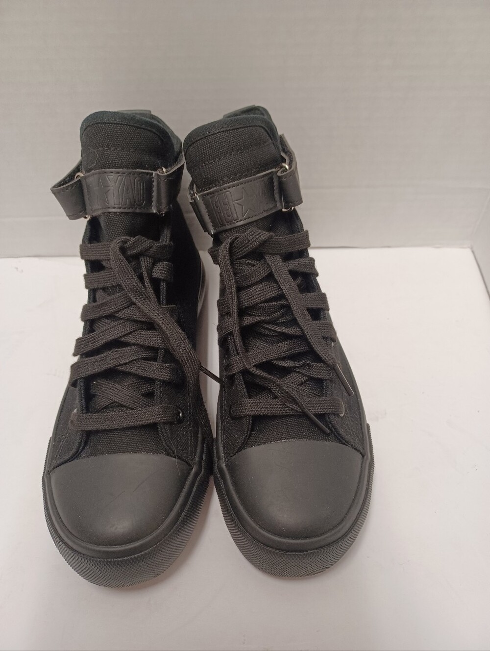 Unbranded YAO Men’s Black High-Top Canvas Sneakers with Ankle Strap
